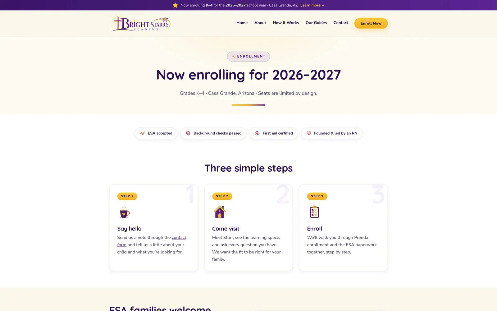 Bright Starr’s Academy: Enrollment