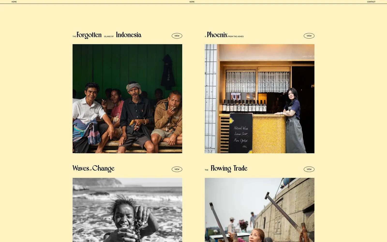 Daphne van der Oord: Work: six photo stories, each linking to its own page.