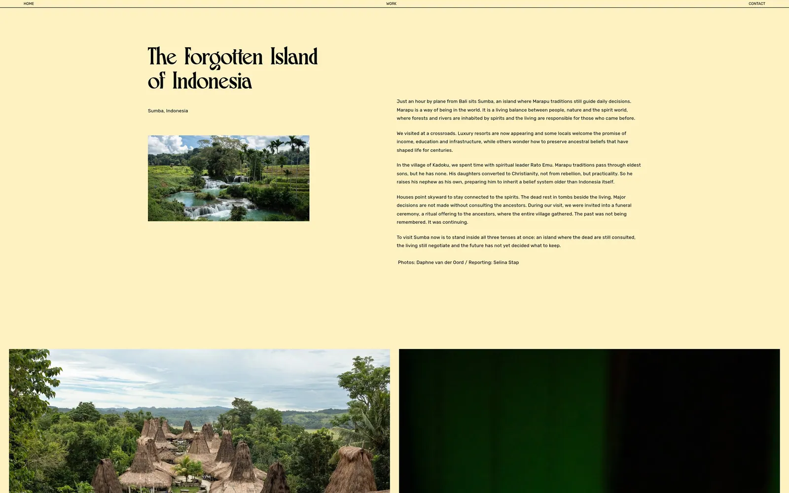 Daphne van der Oord: The Forgotten Island of Indonesia: the written story above the gallery.
