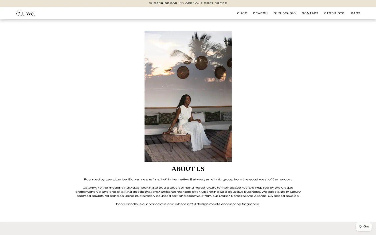 Eluwa: Our Studio, the page that explains the name and the Dakar and Atlanta studios