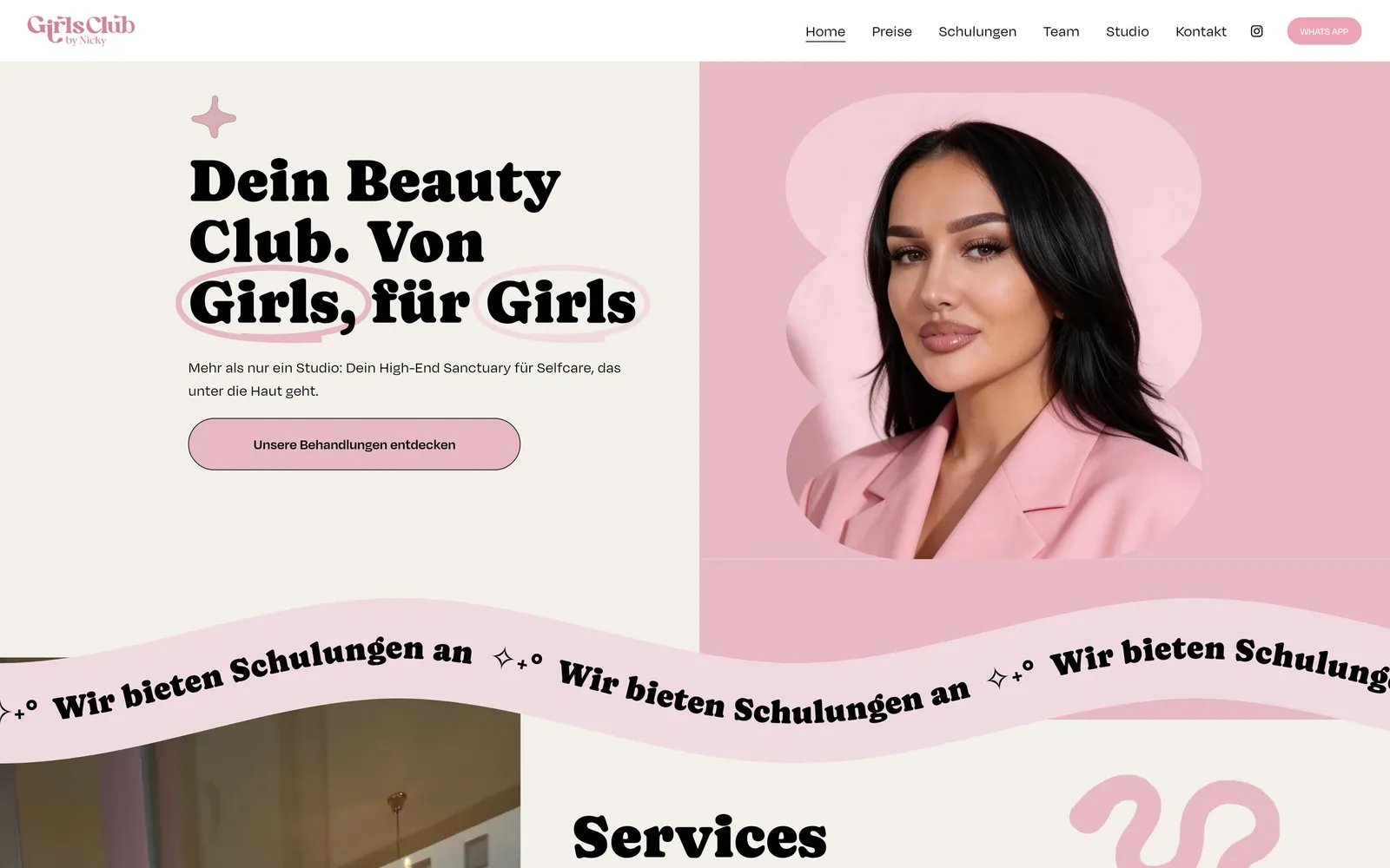 The Girls Club by Nicky website on a computer