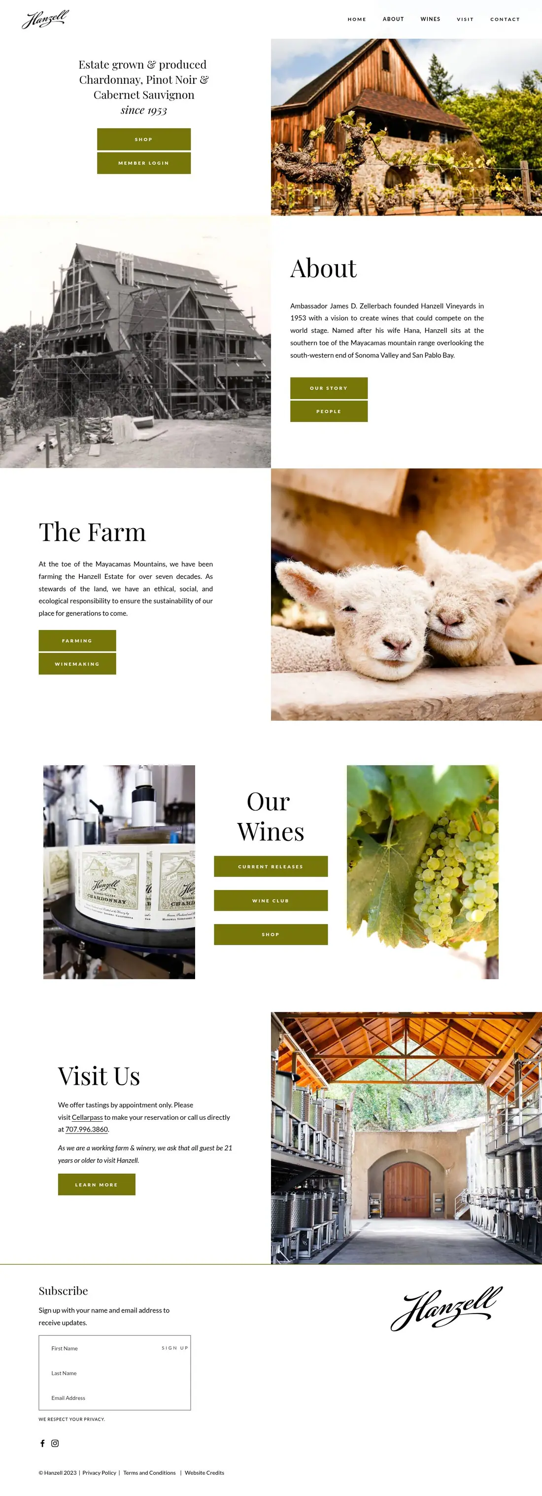 The whole Hanzell home page, from top to bottom
