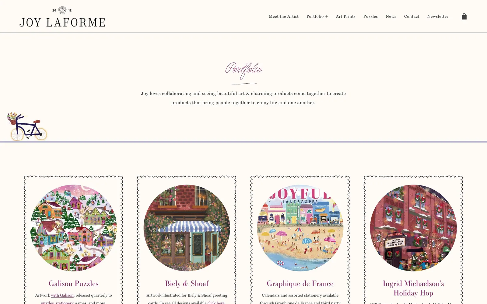 Joy LaForme: All Projects: client work in a captioned grid, from puzzles to book covers.