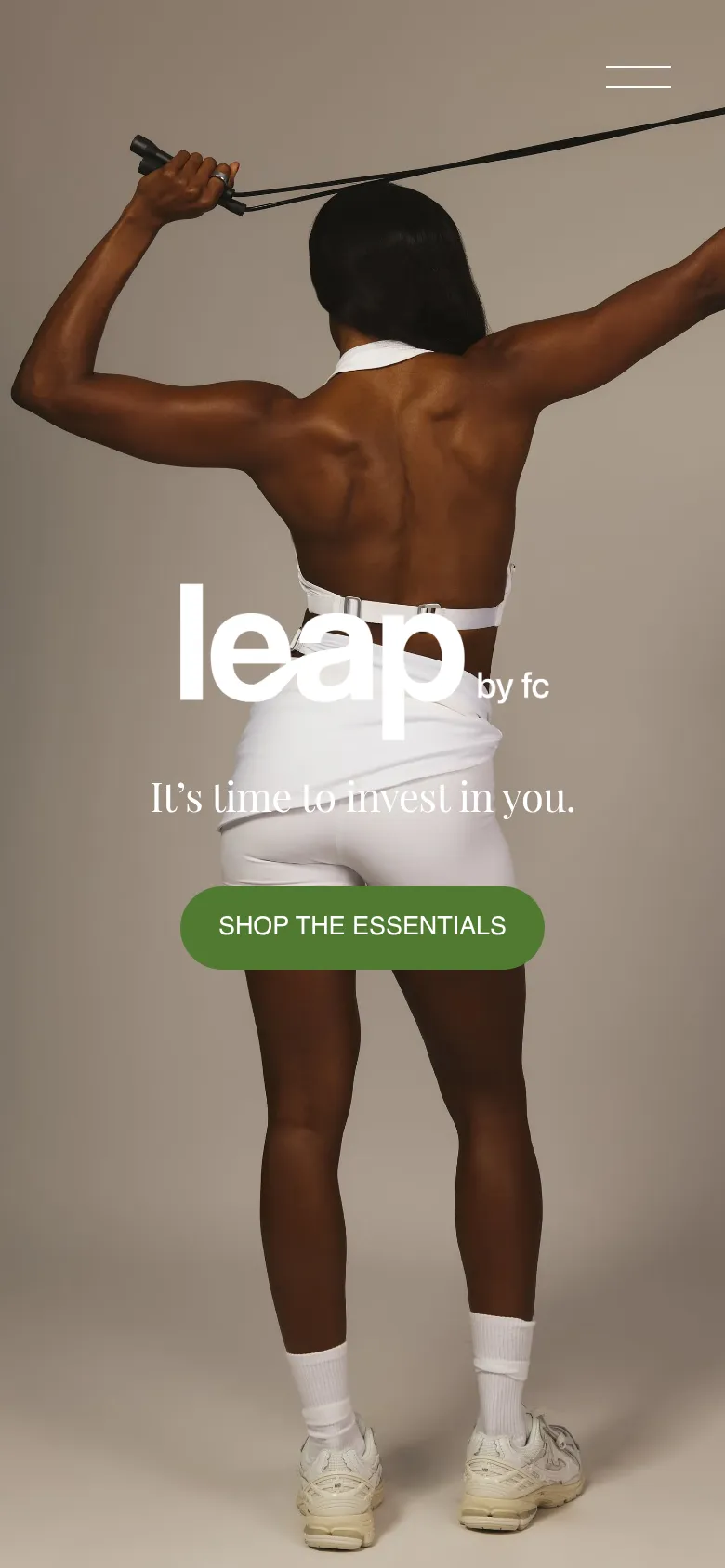 The Leap by FC website on a phone