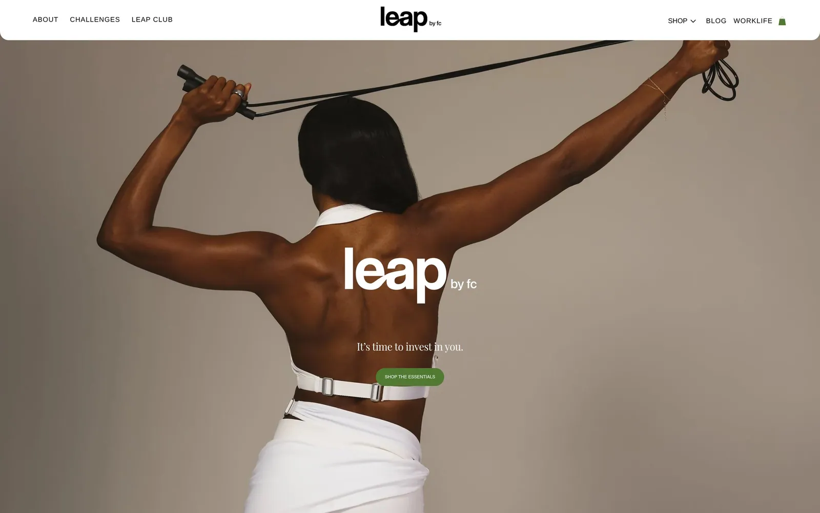 The Leap by FC website on a computer