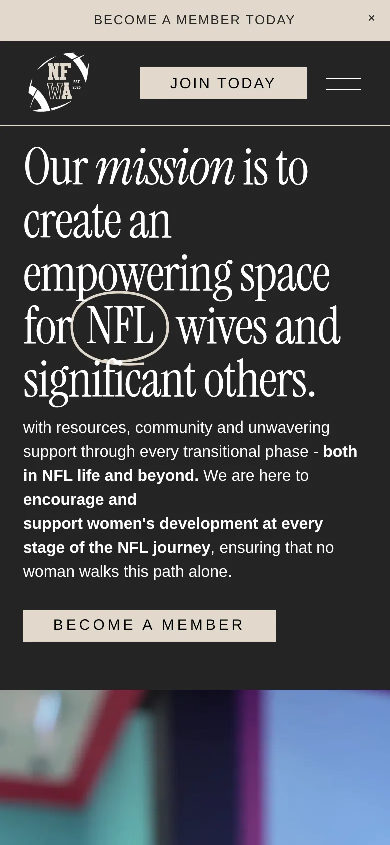 The NFWA website on a phone