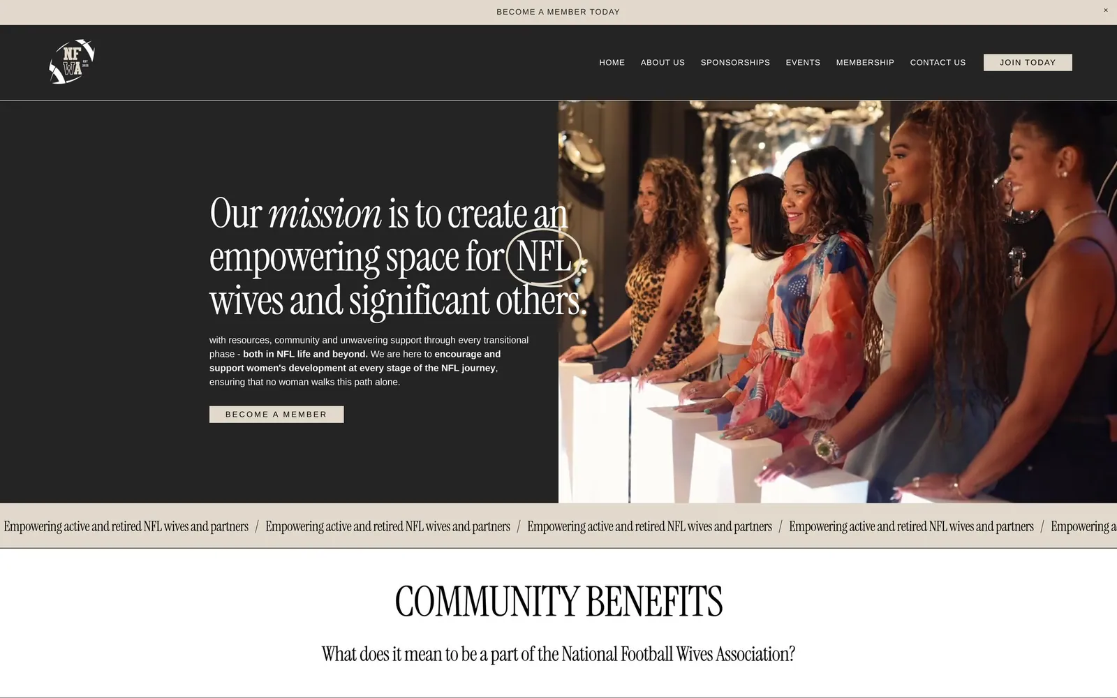 The NFWA website on a computer