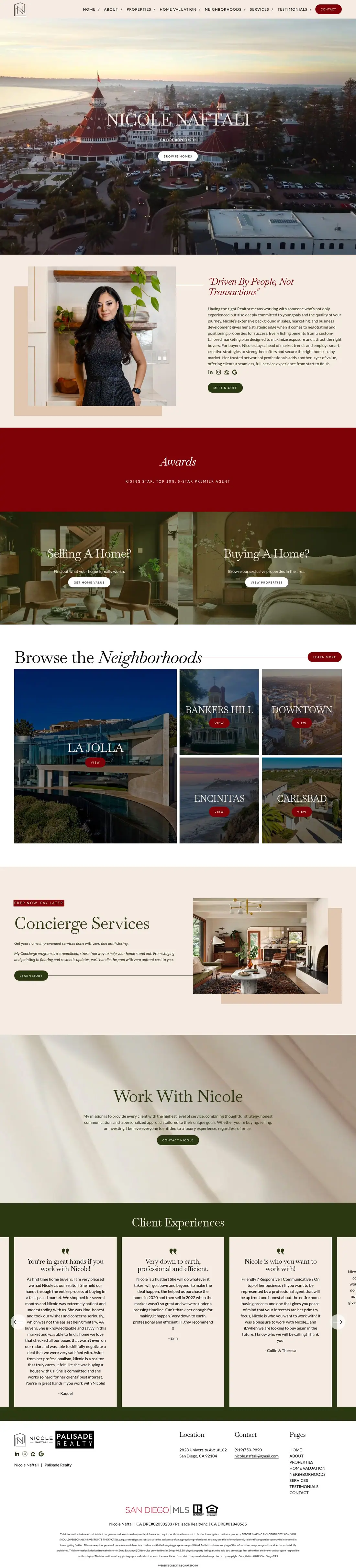 The whole Nicole Naftali Real Estate home page, from top to bottom