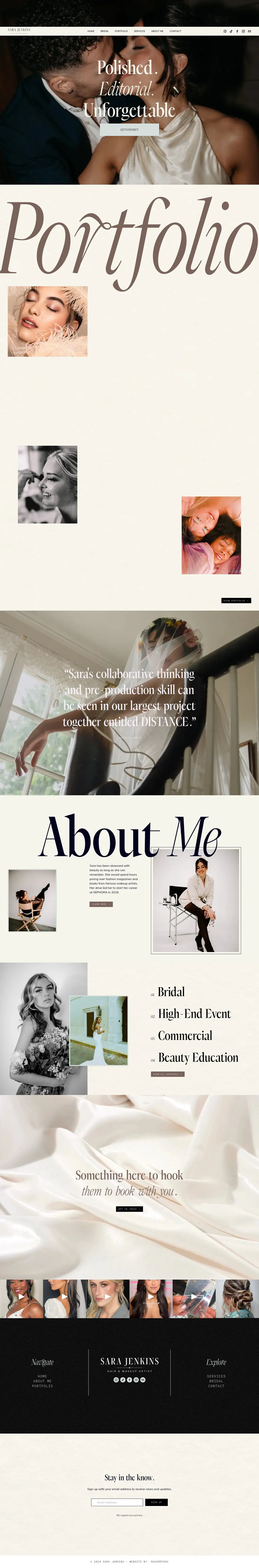 The whole Sara Jenkins home page, from top to bottom
