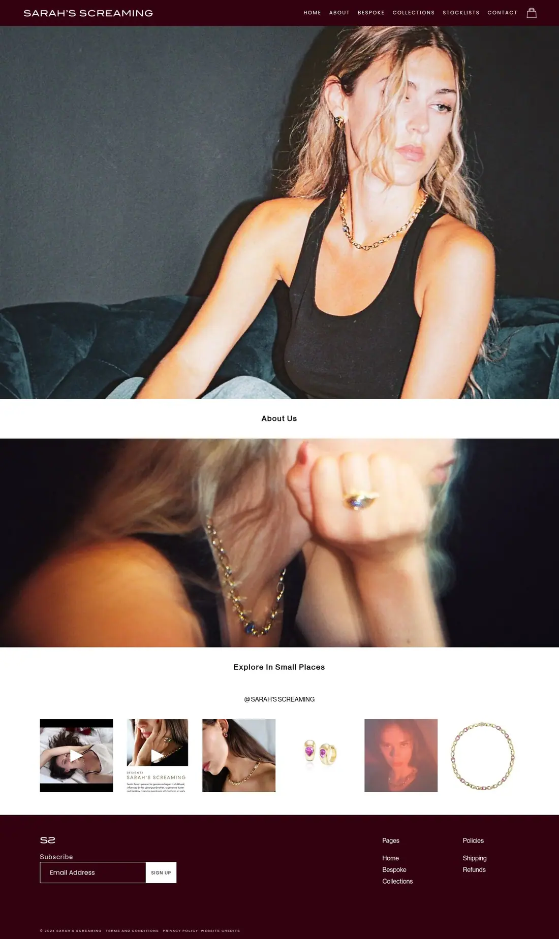 The whole Sarah’s Screaming home page, from top to bottom