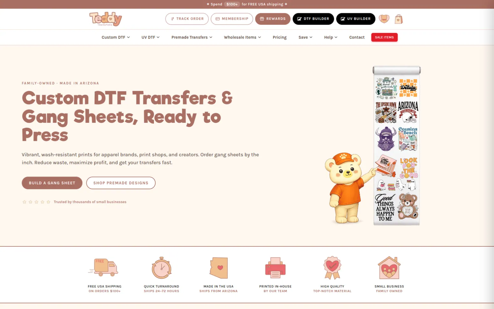The Teddy Transfers website on a computer