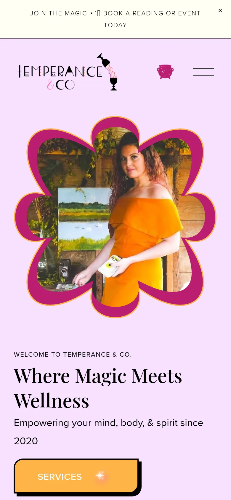 The Temperance & Co website on a phone