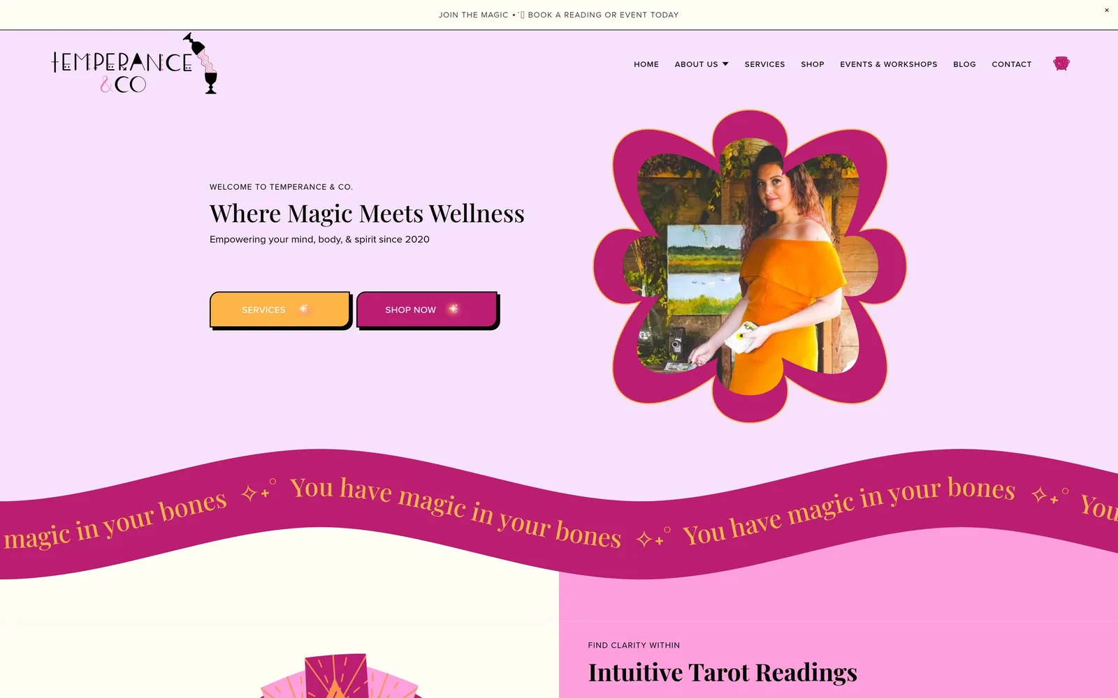 The Temperance & Co website on a computer