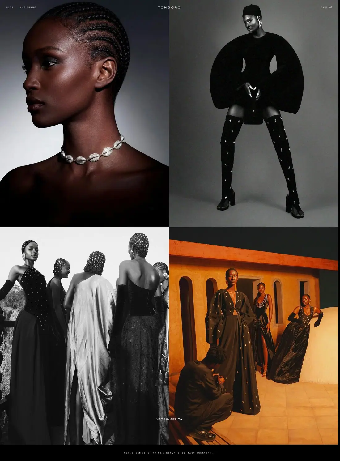 The whole Tongoro home page, from top to bottom