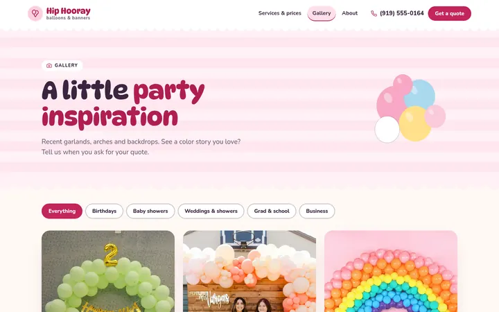 The Gallery page