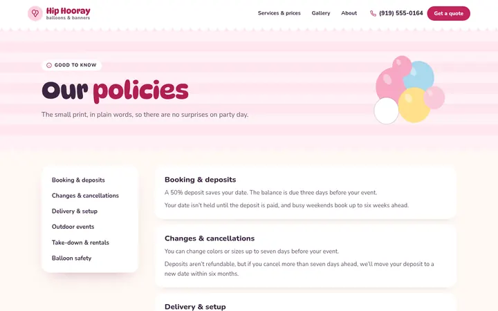 The Policies page