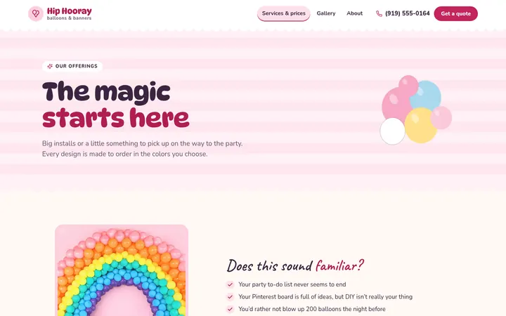The Services page