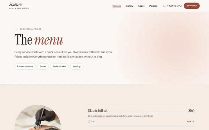 The Services page