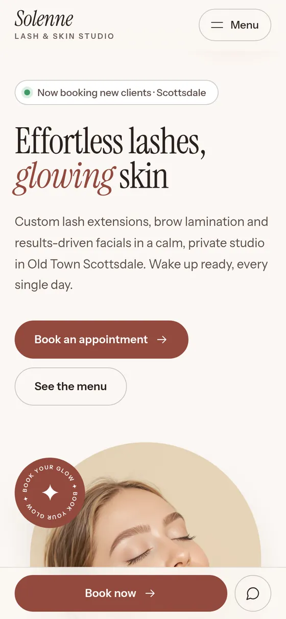 The same page on a phone