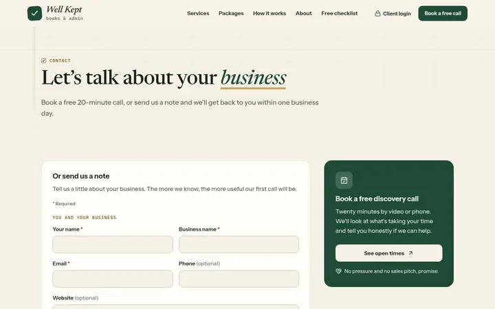 The Contact page