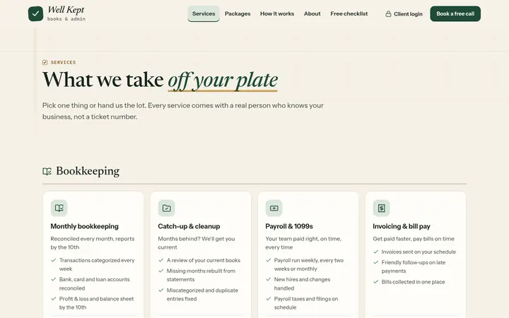 The Services page