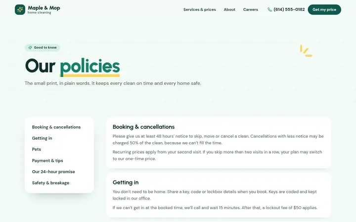 The Policies page