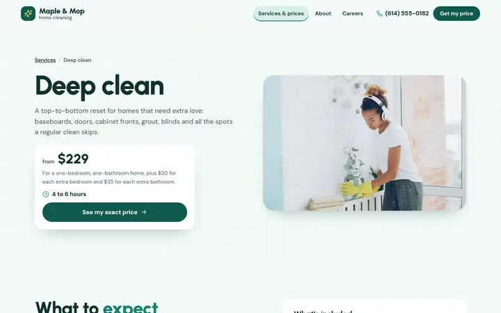 The Deep clean page