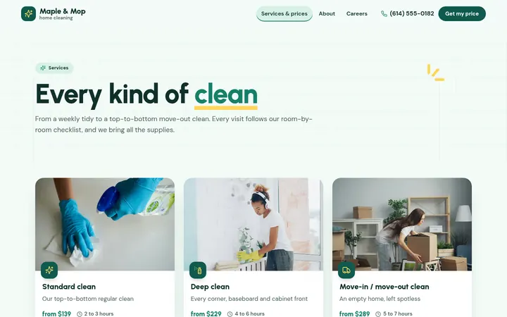 The Services page