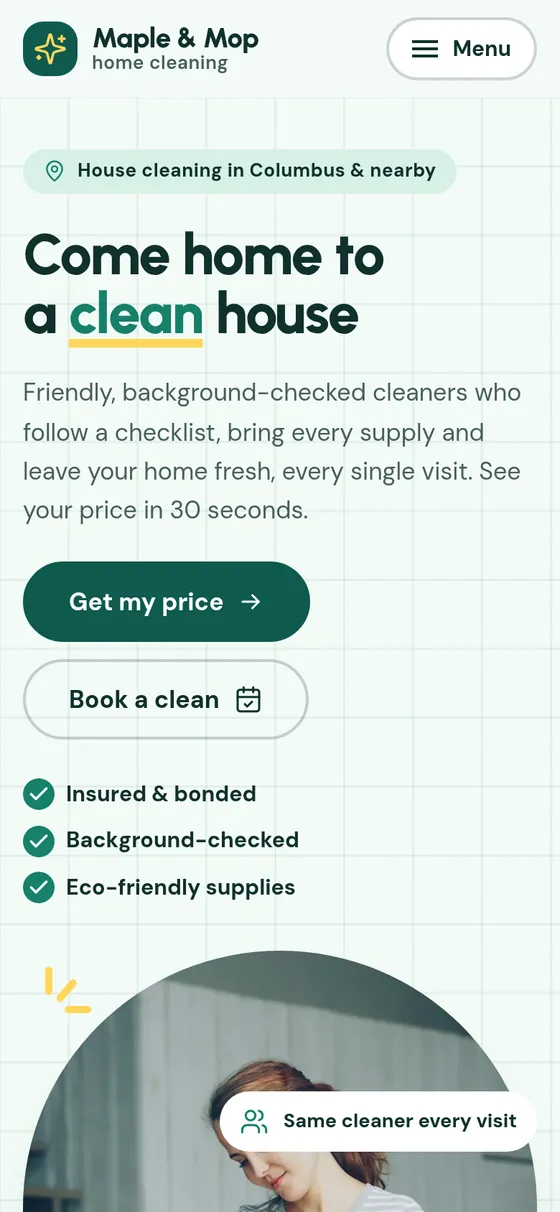 The same page on a phone