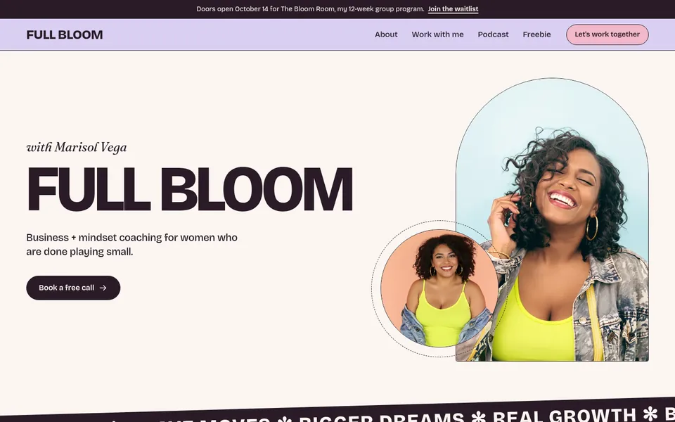 The home page of the Coach template