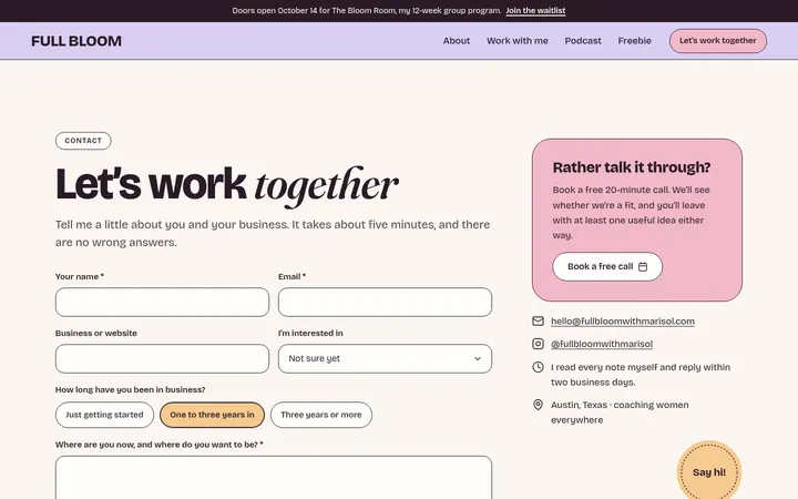 The Contact page