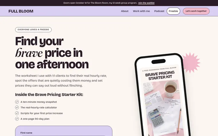 The Freebie page