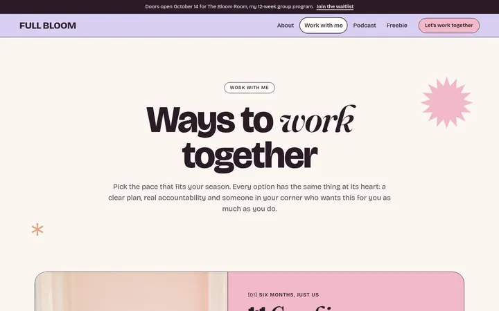 The Work with me page