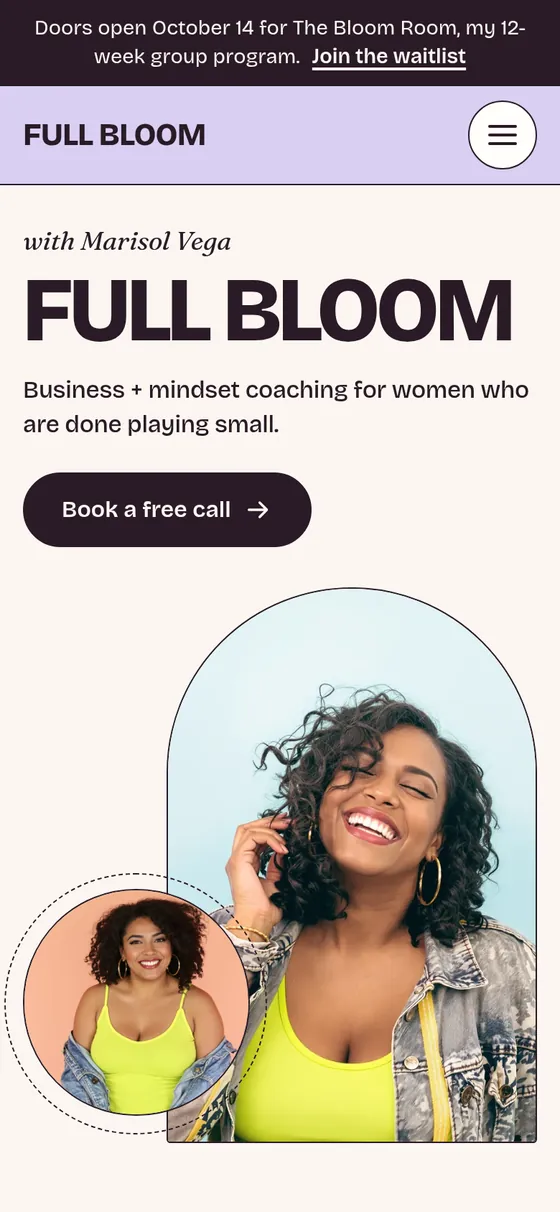 The same page on a phone