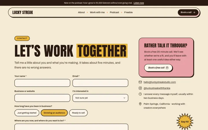 The Contact page