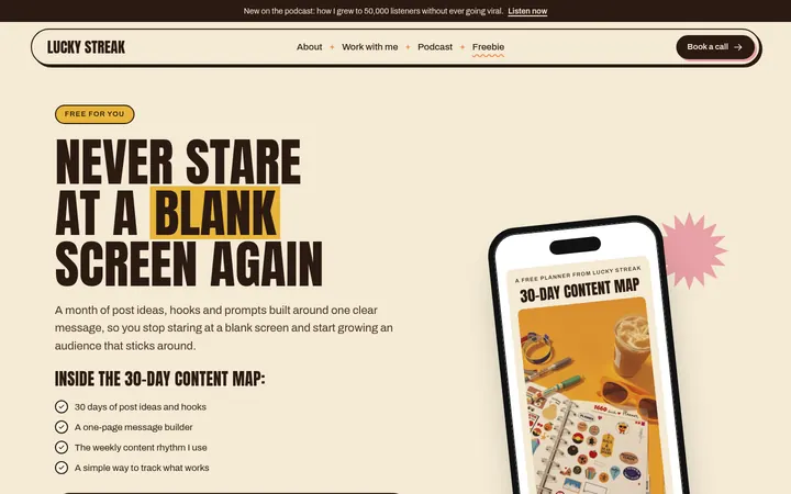The Freebie page