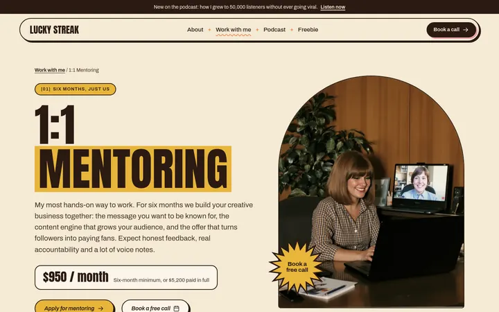 The 1:1 Mentoring page