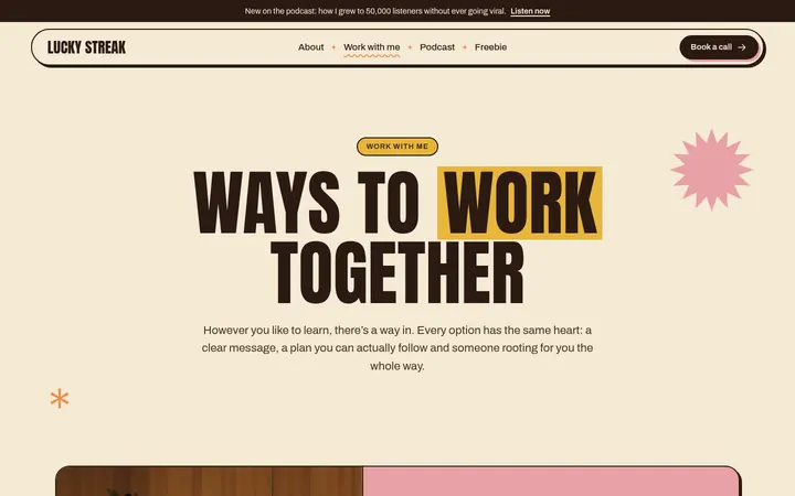 The Work with me page