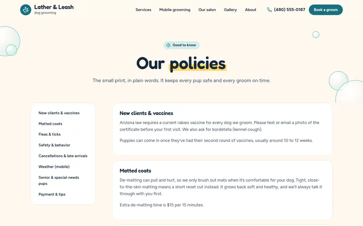 The Policies page