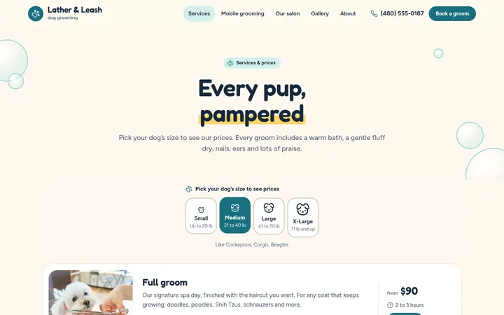 The Services page
