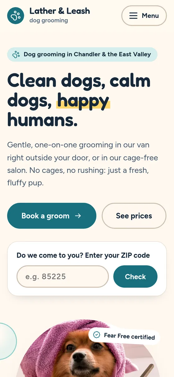 The same page on a phone