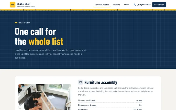 The Services page