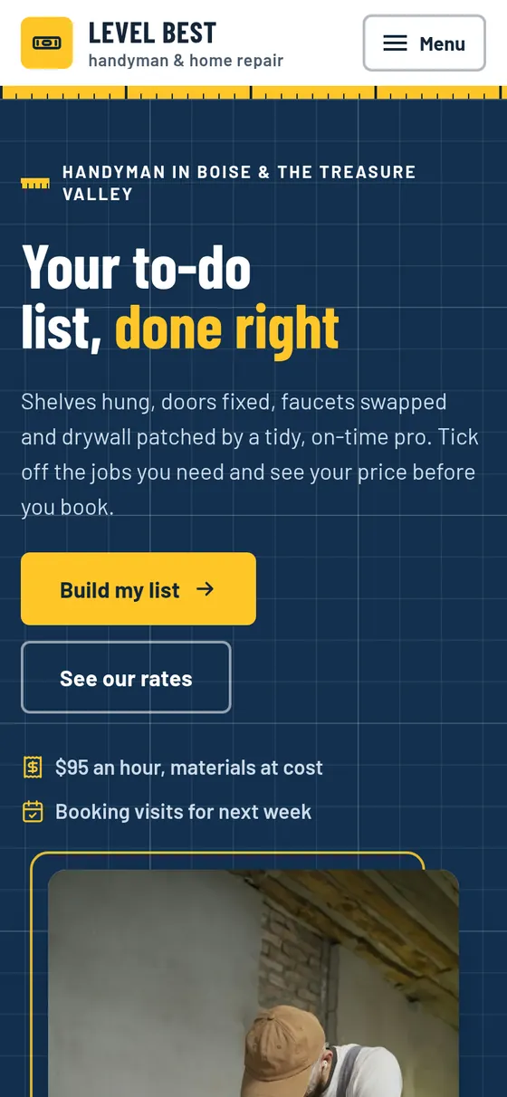 The same page on a phone