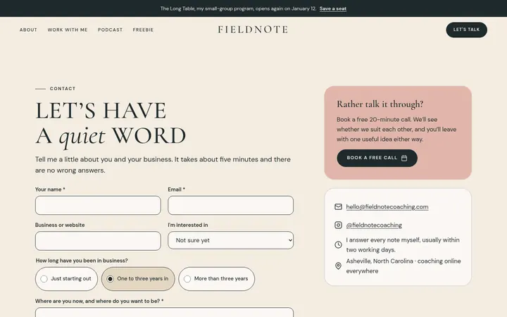 The Contact page