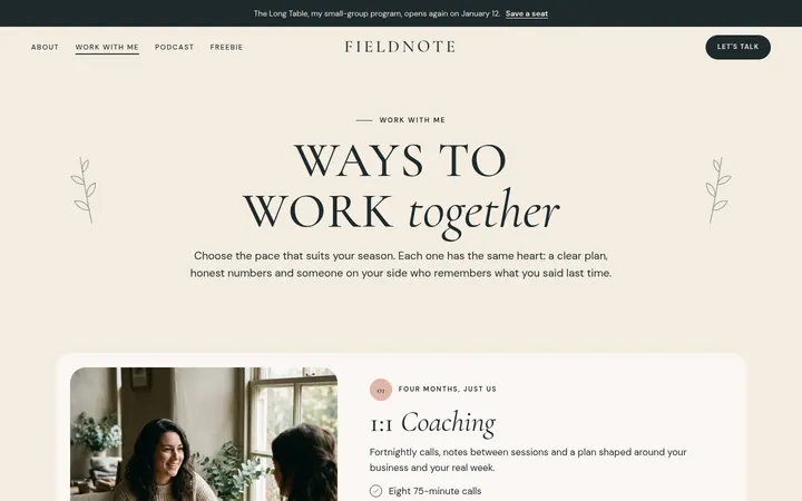 The Work with me page