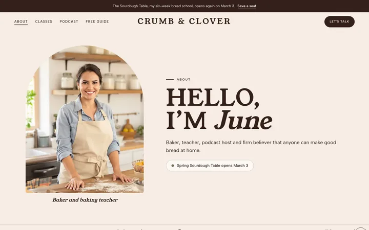 About the baker, on Crumb & Clover