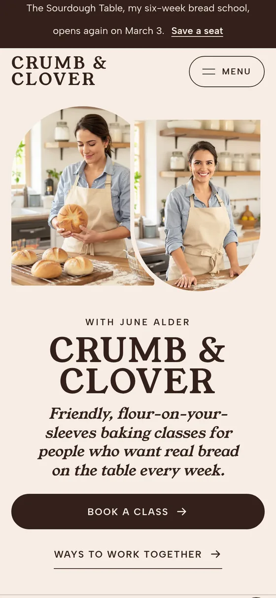 The same page on a phone