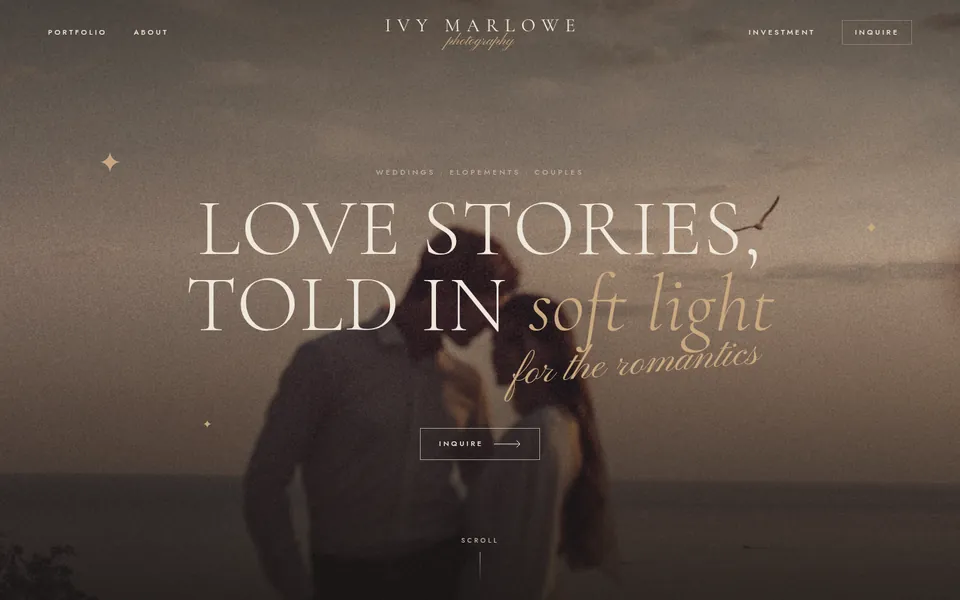 The home page of the Photography template