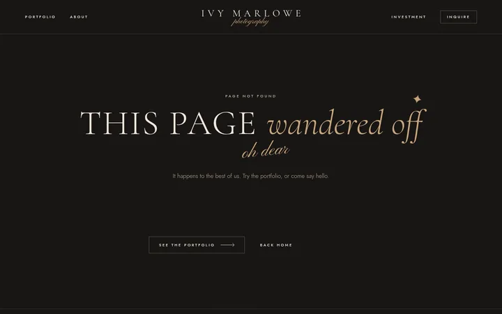 The page not found page of the Photography template