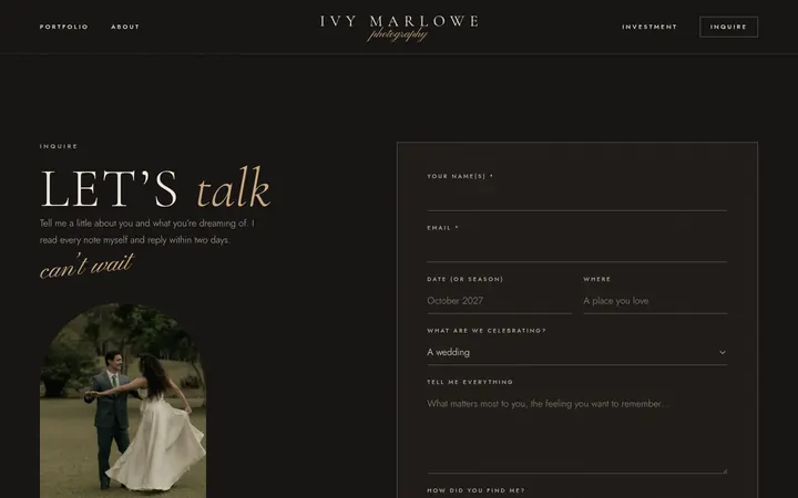 The Inquire page